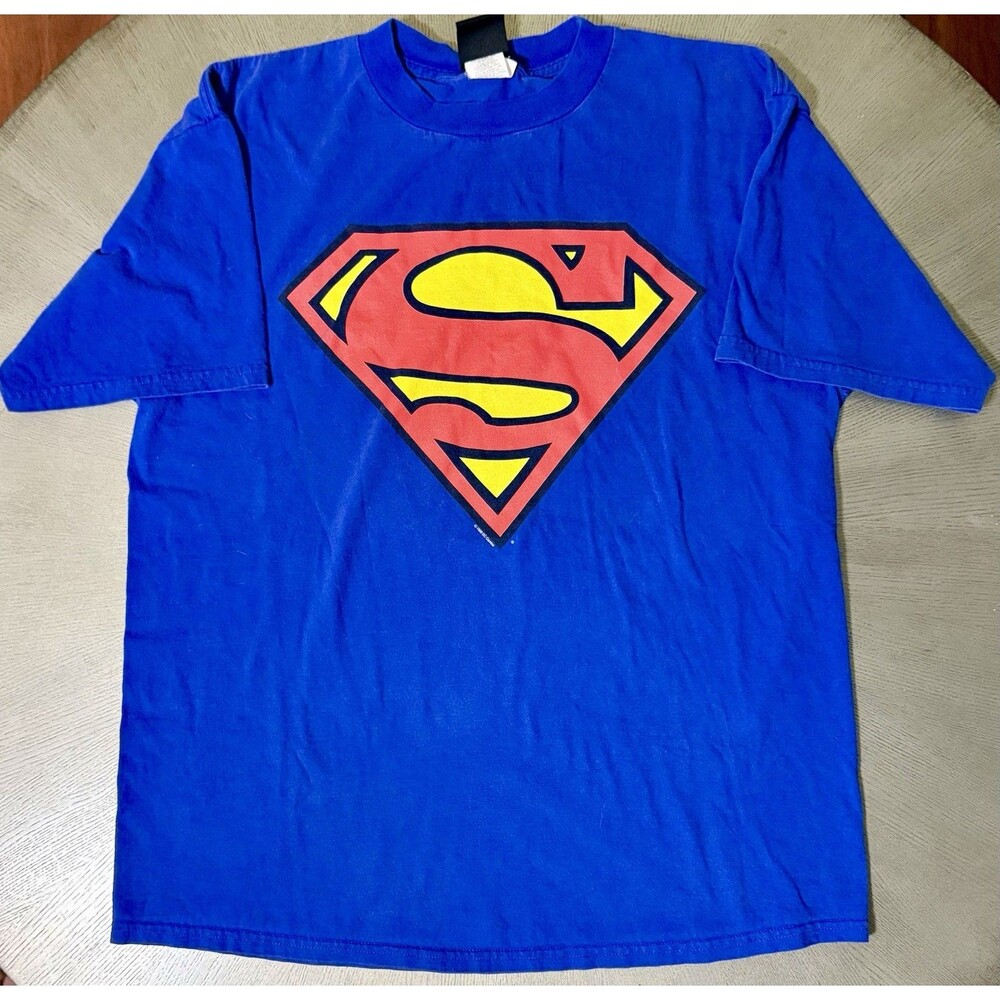 Vtg 1996 Superman Shield T Shirt XL Giant Tag DC Comics Single Stitch USA Made
